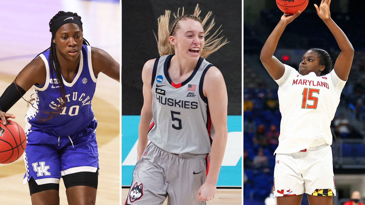 Kentucky's Rhyne Howard, UConn's Paige Bueckers and Maryland's Ashley Owusu